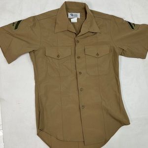 #1756 Valor Collection Men’s Tan Marine Military Button Up | Size: 15